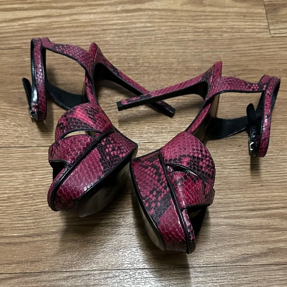 SAINT LAUREN Paris Snakeskin Platform Sandals